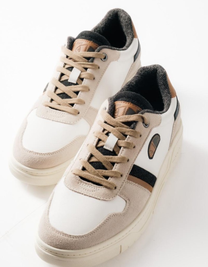 AMERICANINO Ανδρικά retro sneakers με suede λεπτομέρειες ΑΣΠΡΟ