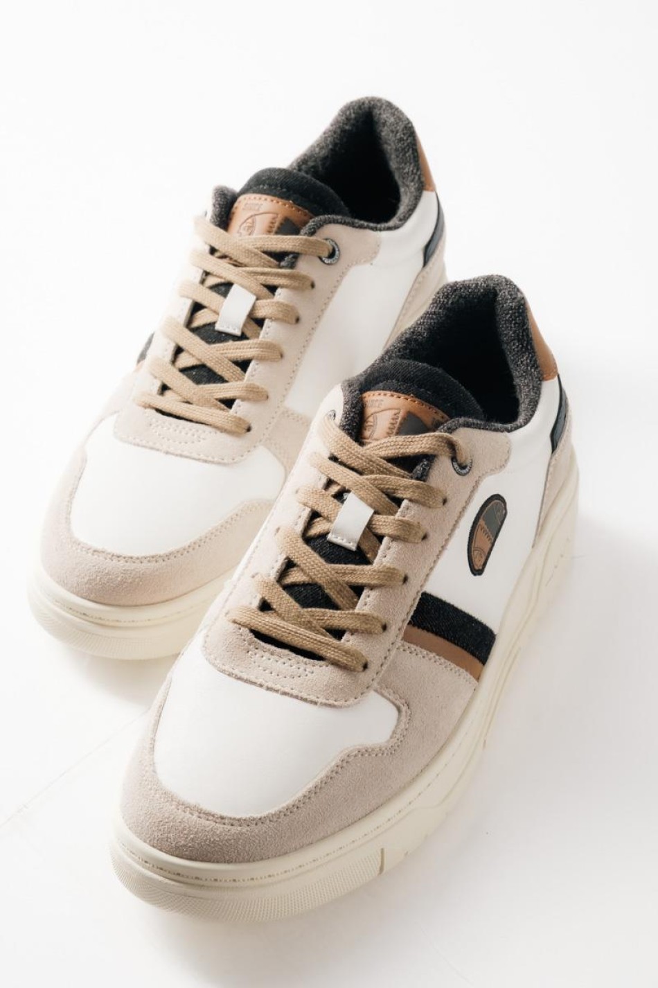 AMERICANINO Ανδρικά retro sneakers με suede λεπτομέρειες ΑΣΠΡΟ