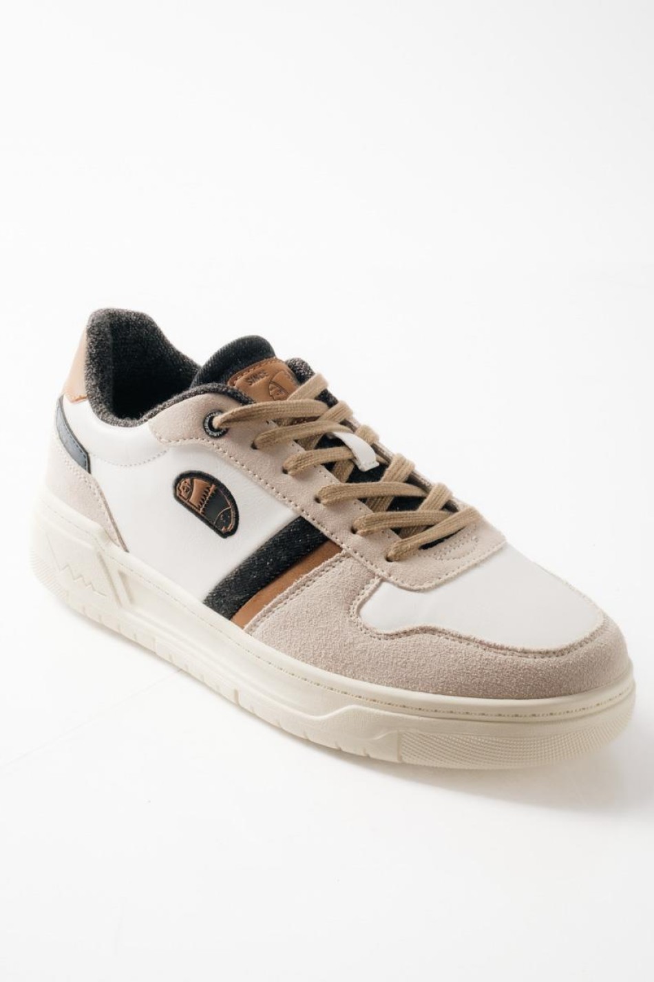 AMERICANINO Ανδρικά retro sneakers με suede λεπτομέρειες ΑΣΠΡΟ