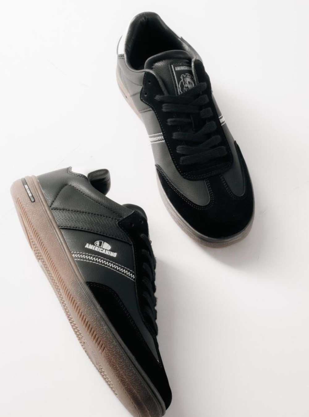 AMERICANINO ανδρικά retro sneakers με διχρωμίες ΜΑΥΡΟ AMERICANINO ανδρικά retro sneakers με διχρωμίες ΜΑΥΡΟ