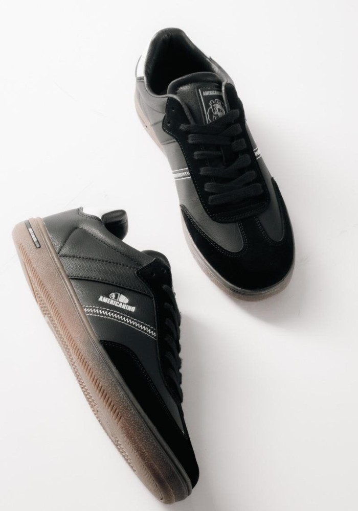 AMERICANINO ανδρικά retro sneakers με διχρωμίες ΜΑΥΡΟ