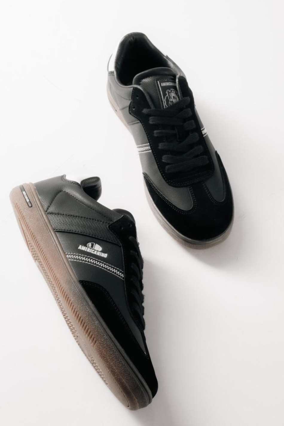 AMERICANINO ανδρικά retro sneakers με διχρωμίες ΜΑΥΡΟ