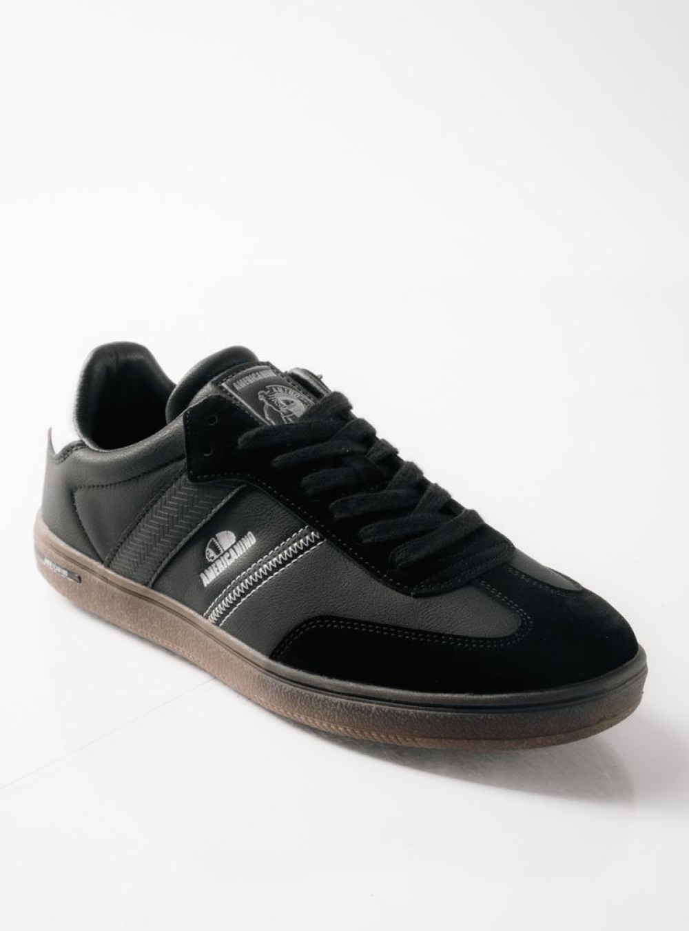 AMERICANINO ανδρικά retro sneakers με διχρωμίες ΜΑΥΡΟ AMERICANINO ανδρικά retro sneakers με διχρωμίες ΜΑΥΡΟ