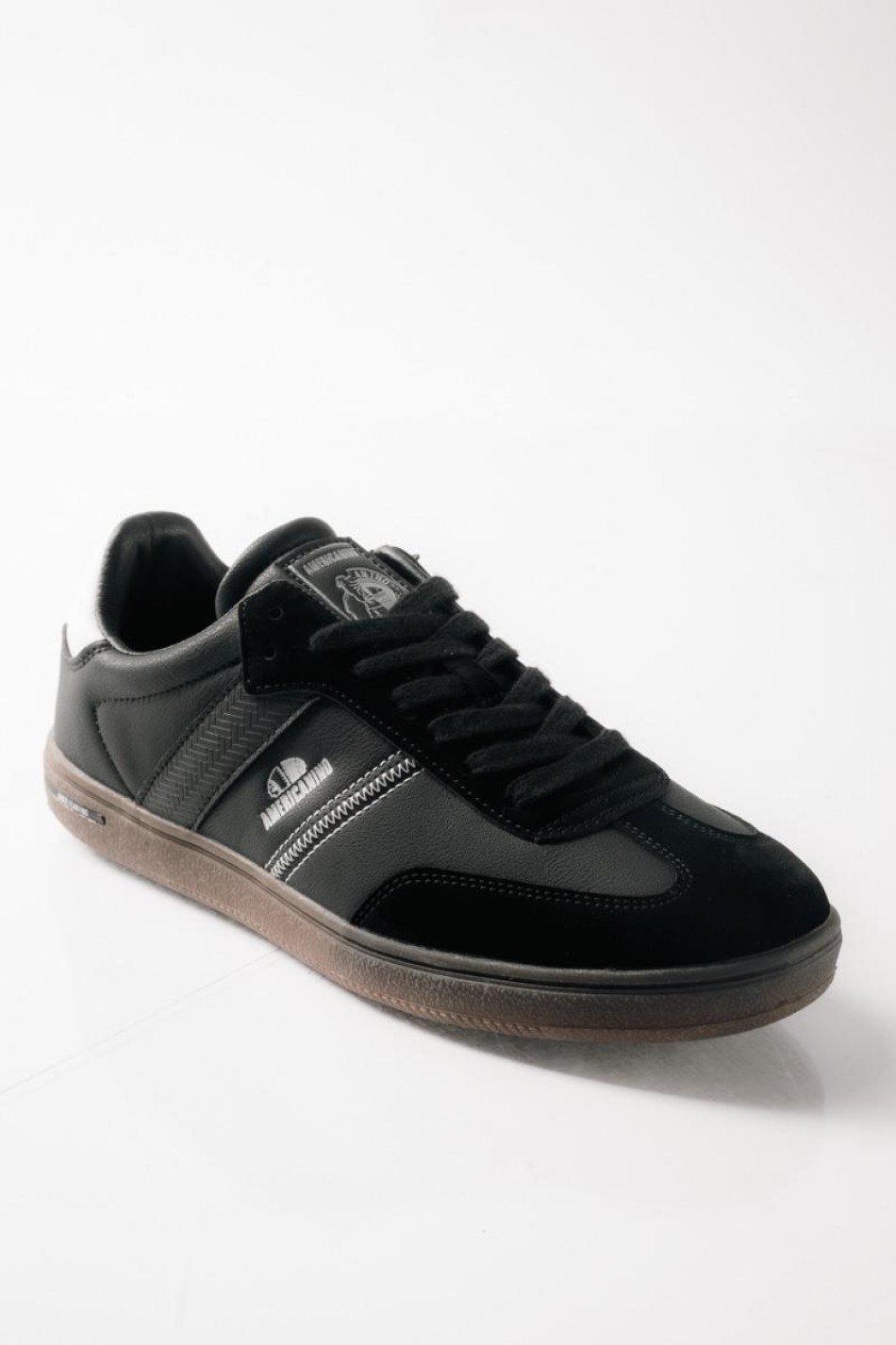 AMERICANINO ανδρικά retro sneakers με διχρωμίες ΜΑΥΡΟ