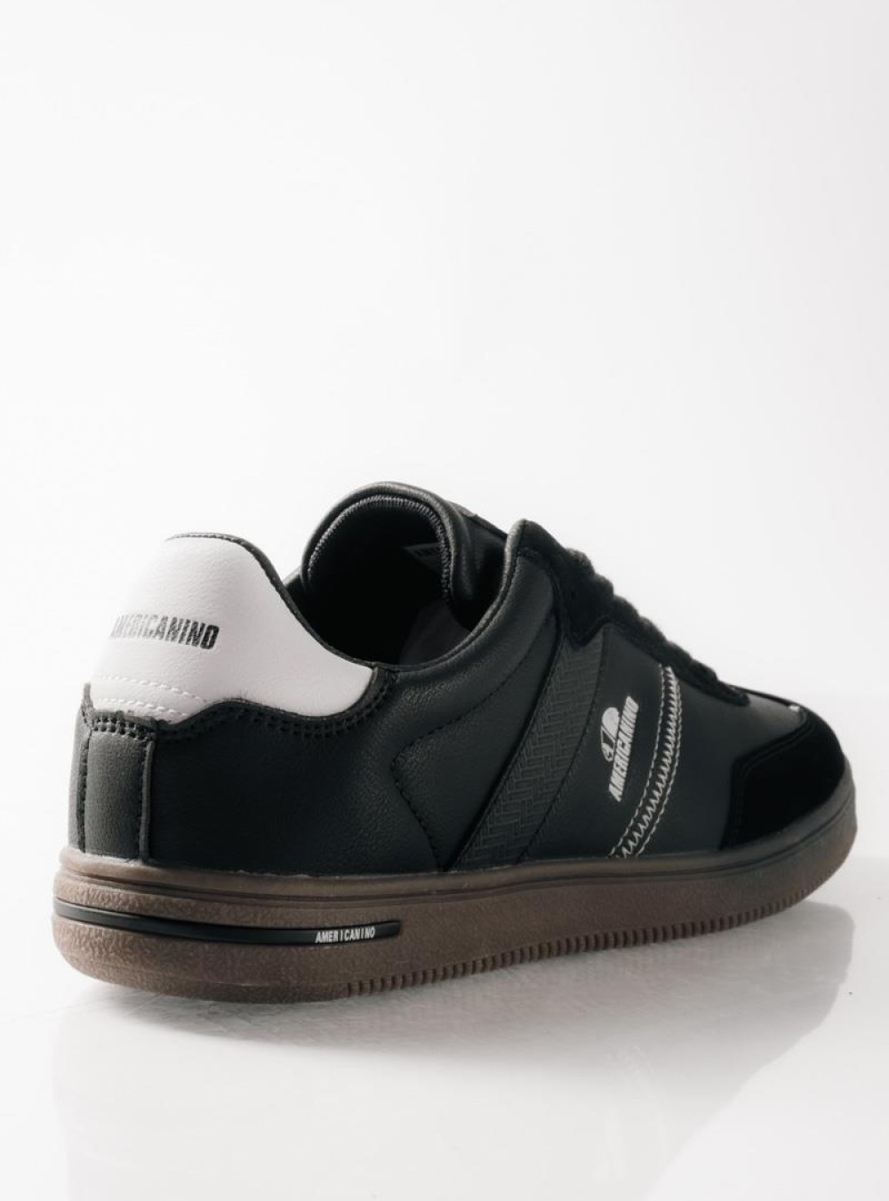 AMERICANINO ανδρικά retro sneakers με διχρωμίες ΜΑΥΡΟ AMERICANINO ανδρικά retro sneakers με διχρωμίες ΜΑΥΡΟ