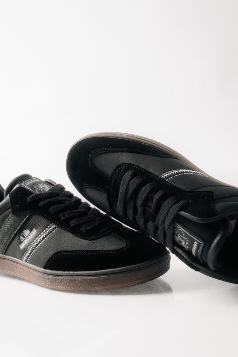 AMERICANINO ανδρικά retro sneakers με διχρωμίες ΜΑΥΡΟ AMERICANINO ανδρικά retro sneakers με διχρωμίες ΜΑΥΡΟ
