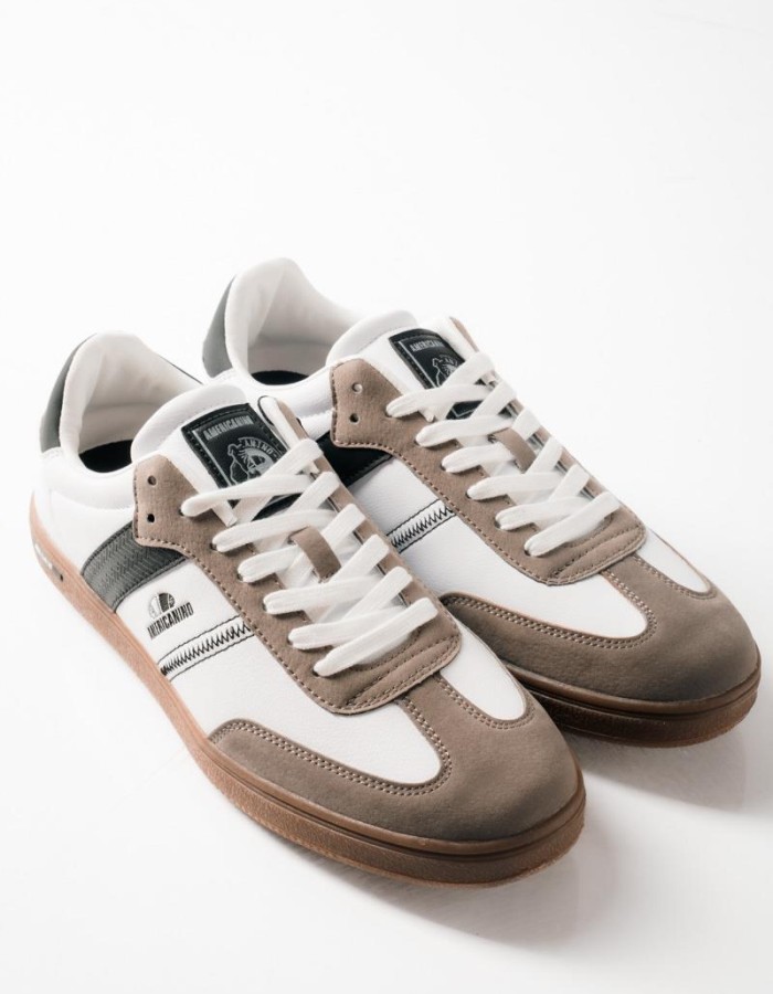 AMERICANINO ανδρικά retro sneakers με διχρωμίες ΑΣΠΡΟ