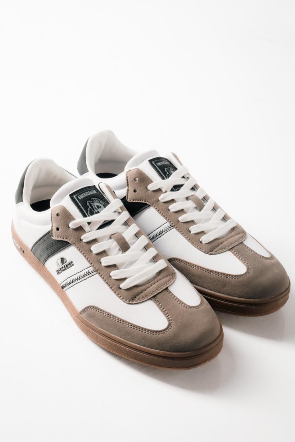 AMERICANINO ανδρικά retro sneakers με διχρωμίες ΑΣΠΡΟ
