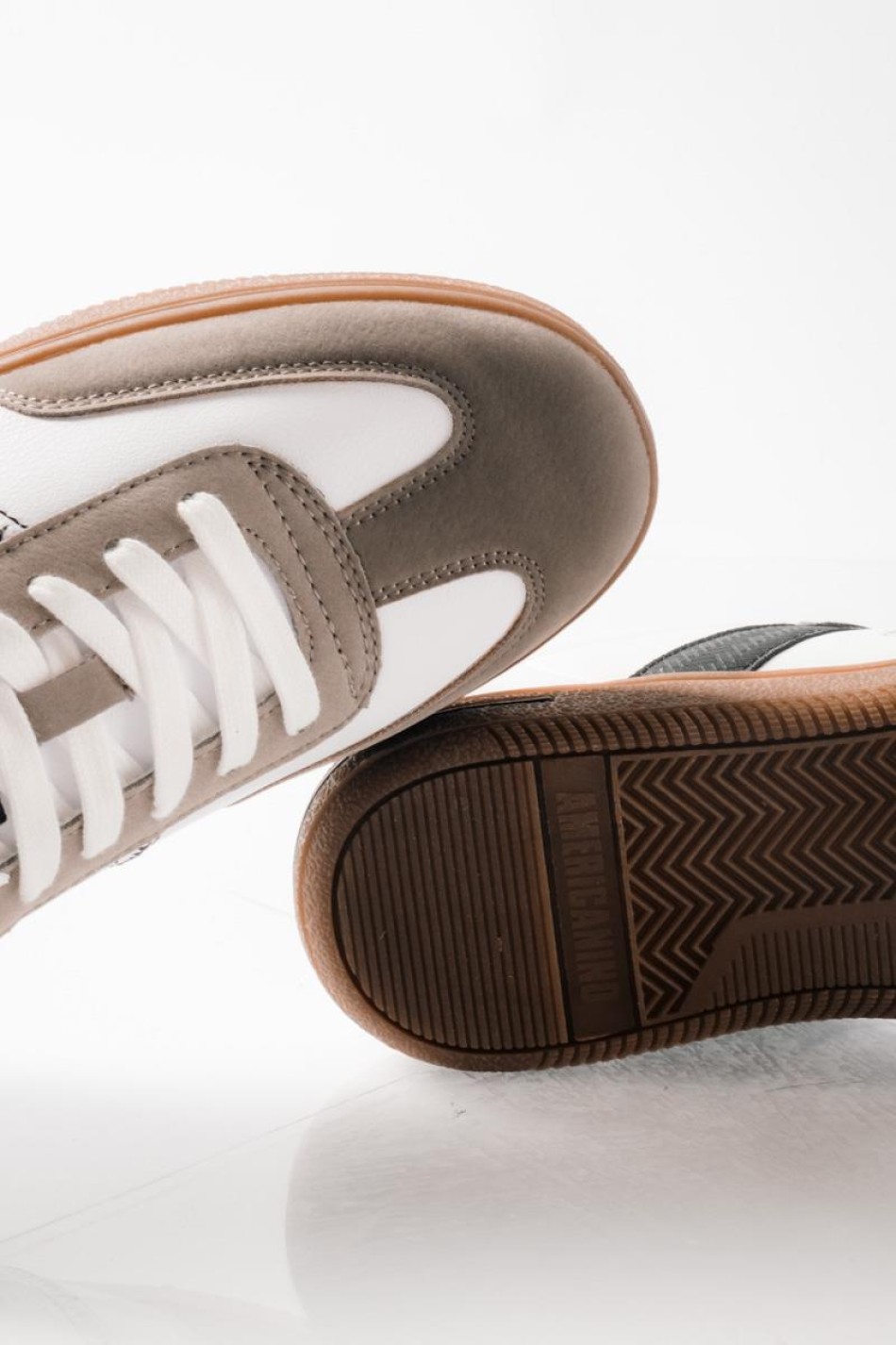 AMERICANINO ανδρικά retro sneakers με διχρωμίες ΑΣΠΡΟ AMERICANINO ανδρικά retro sneakers με διχρωμίες ΑΣΠΡΟ