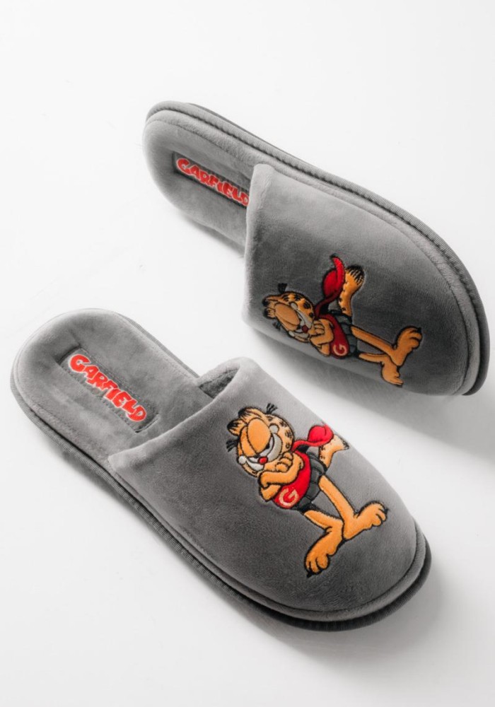 PAREX ανδρικές παντόφλες Garfield μαλακή επένδυση στο πέλμα ΓΚΡΙ