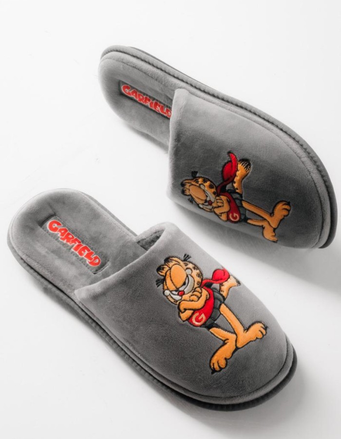 PAREX ανδρικές παντόφλες Garfield μαλακή επένδυση στο πέλμα ΓΚΡΙ