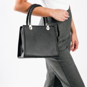Office Look τσάντα με πλεκτά χερούλια και έξτρα χιαστί λουράκι εσωτερικά ΜΑΥΡΟ Office Look τσάντα με πλεκτά χερούλια και έξτρα χιαστί λουράκι εσωτερικά ΜΑΥΡΟ