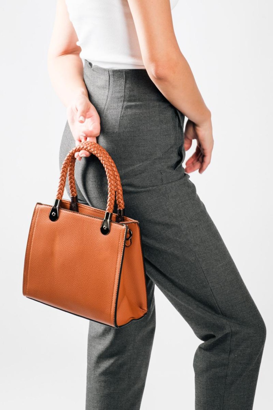 Office Look τσάντα με πλεκτά χερούλια και έξτρα χιαστί λουράκι εσωτερικά ΤΑΜΠΑ