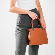 Office Look τσάντα με πλεκτά χερούλια και έξτρα χιαστί λουράκι εσωτερικά ΤΑΜΠΑ