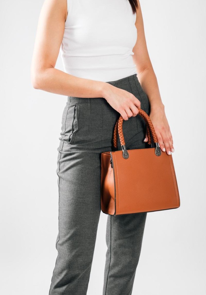 Office Look τσάντα με πλεκτά χερούλια και έξτρα χιαστί λουράκι εσωτερικά ΤΑΜΠΑ