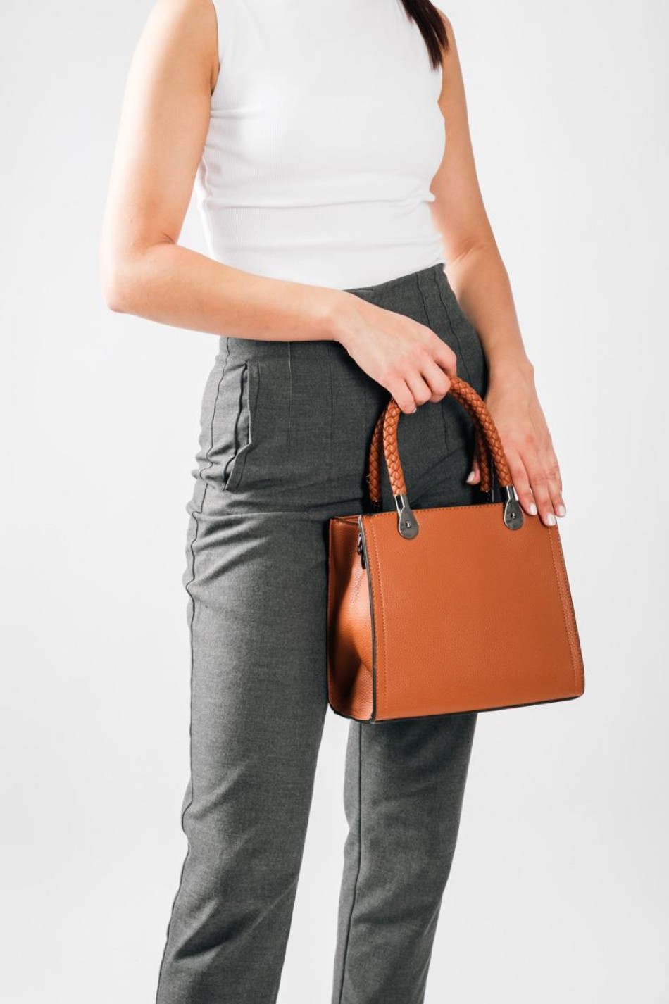 Office Look τσάντα με πλεκτά χερούλια και έξτρα χιαστί λουράκι εσωτερικά ΤΑΜΠΑ