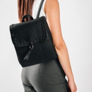 Backpack με διπλή εσωτερική θήκη και boho σχέδιο ΜΑΥΡΟ
