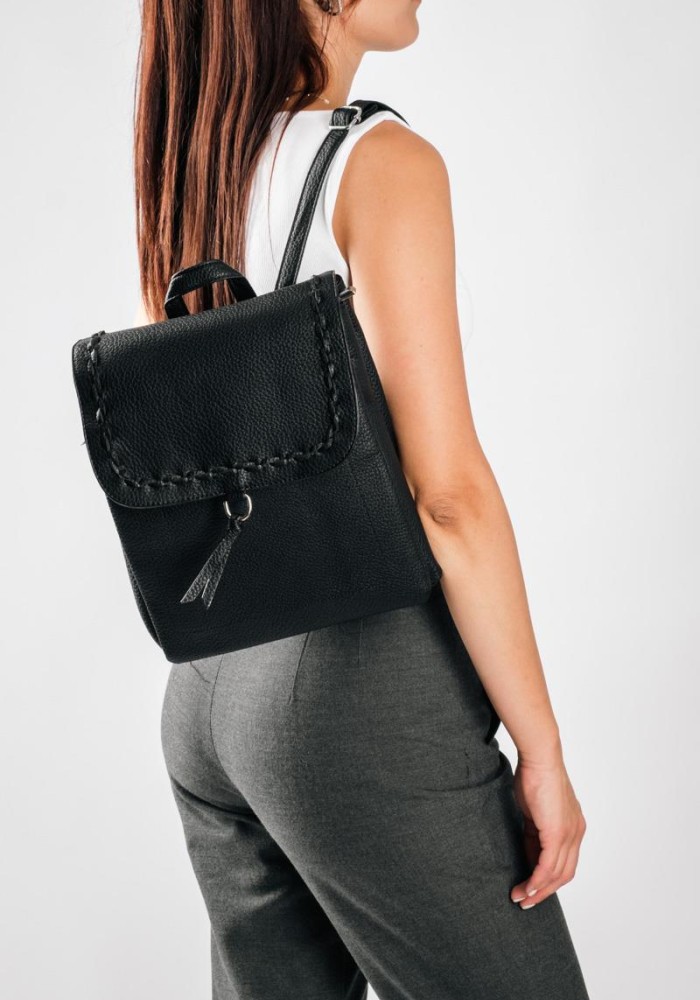 Backpack με διπλή εσωτερική θήκη και boho σχέδιο ΜΑΥΡΟ