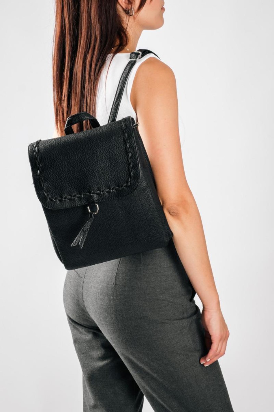 Backpack με διπλή εσωτερική θήκη και boho σχέδιο ΜΑΥΡΟ