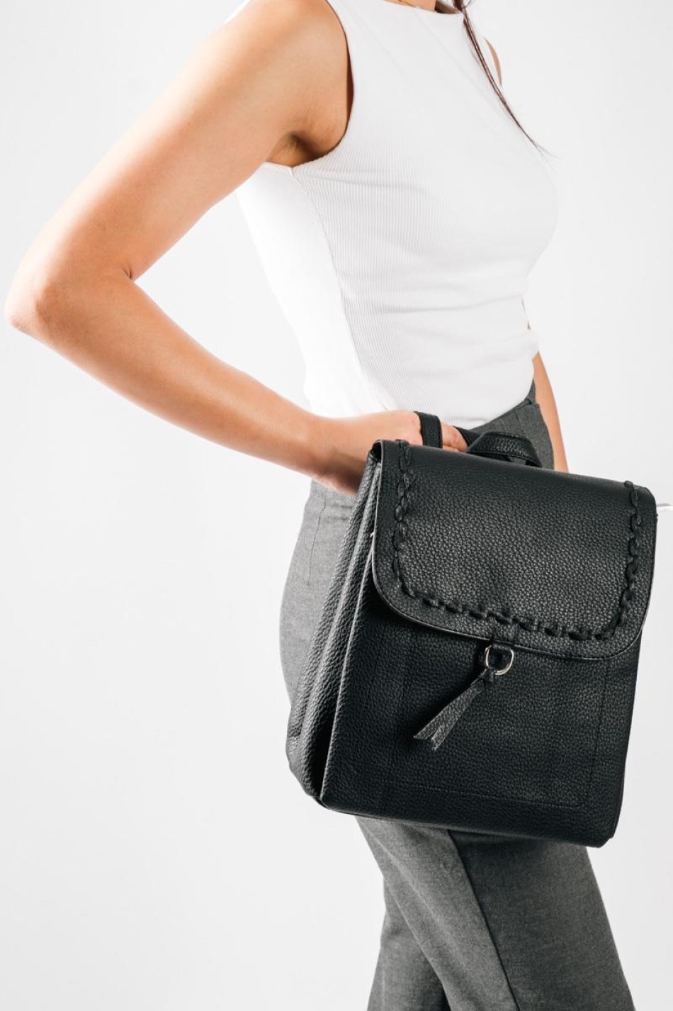 Backpack με διπλή εσωτερική θήκη και boho σχέδιο ΜΑΥΡΟ