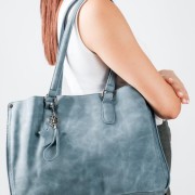 Nubuck τσάντα ώμου ευρύχωρη με επιπλέον χιαστί λουράκι εσωτερικά ΜΠΛΕ Nubuck τσάντα ώμου ευρύχωρη με επιπλέον χιαστί λουράκι εσωτερικά ΜΠΛΕ