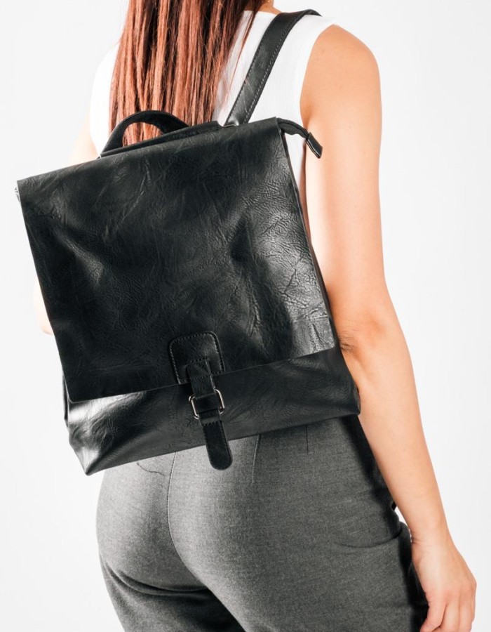 Casual & Office Style σακίδιο πλάτης με μπροστινό κούμπωμα ΜΑΥΡΟ