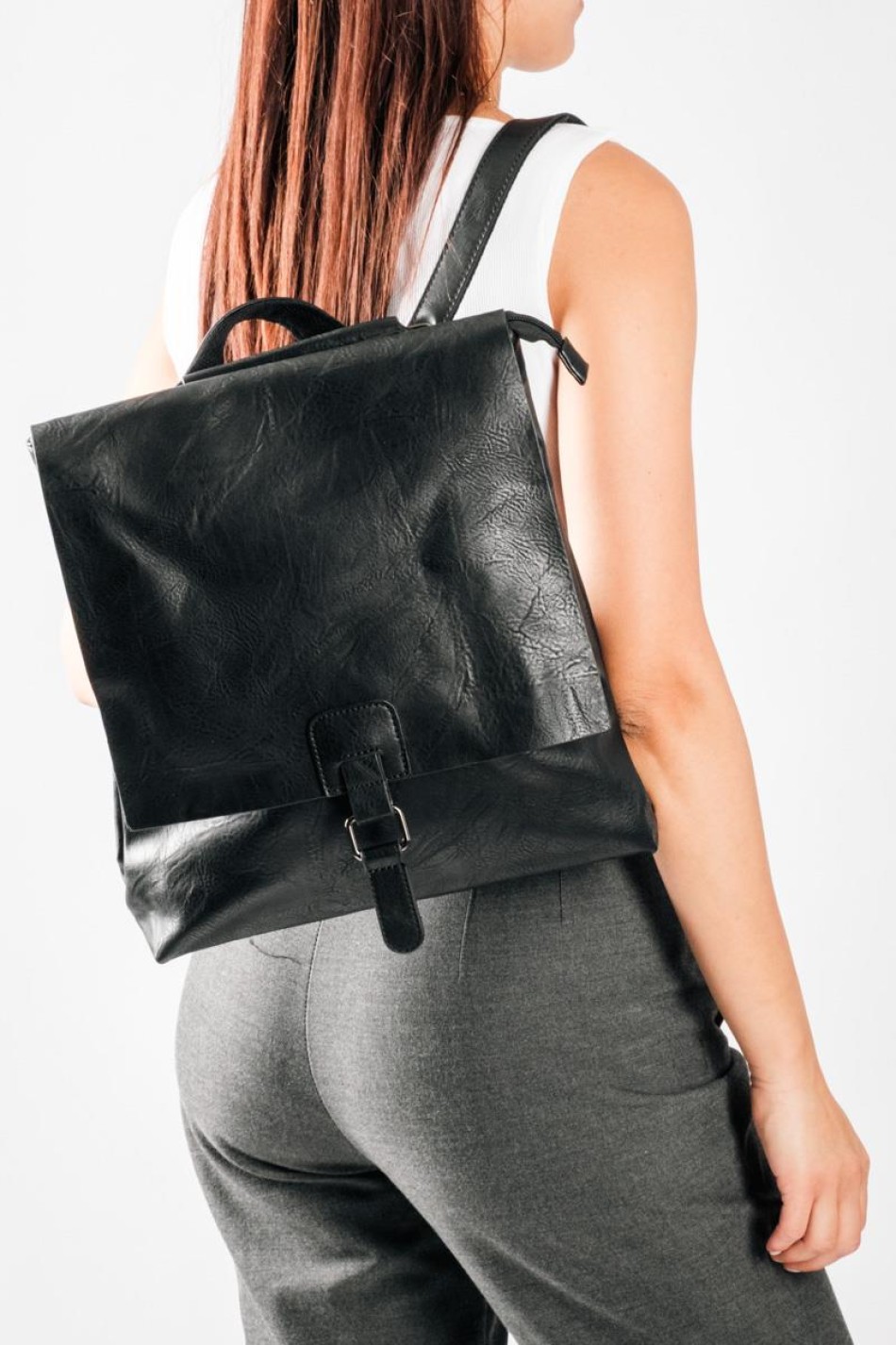 Casual & Office Style σακίδιο πλάτης με μπροστινό κούμπωμα ΜΑΥΡΟ