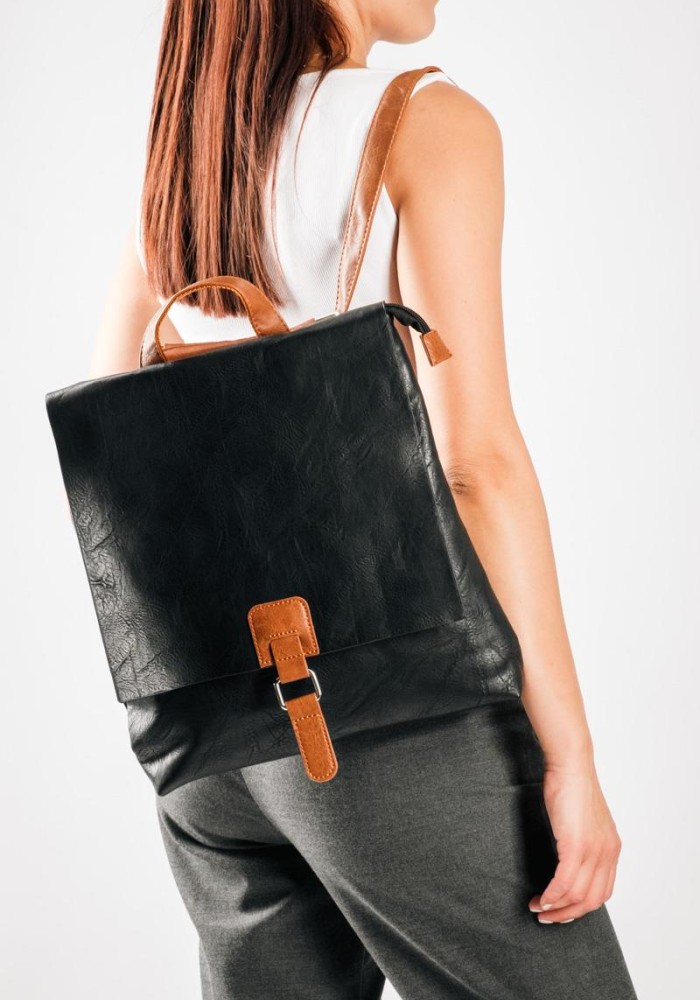 Casual & Office Style σακίδιο πλάτης με ταμπά λεπτομέρειες ΜΑΥΡΟ