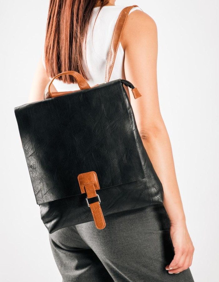 Casual & Office Style σακίδιο πλάτης με ταμπά λεπτομέρειες ΜΑΥΡΟ