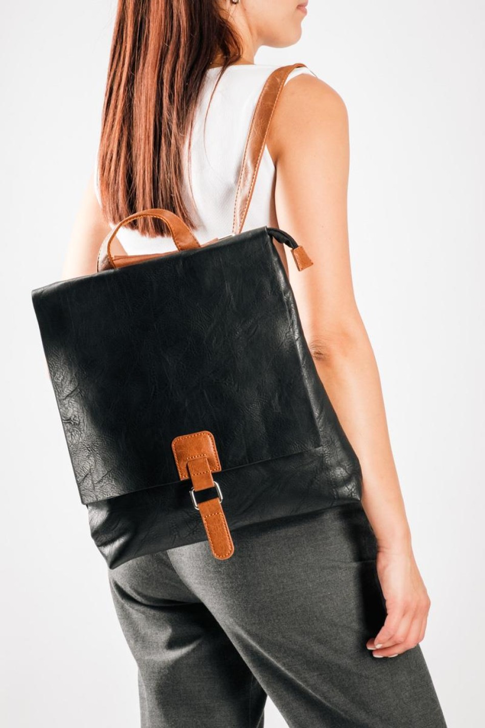 Casual & Office Style σακίδιο πλάτης με ταμπά λεπτομέρειες ΜΑΥΡΟ