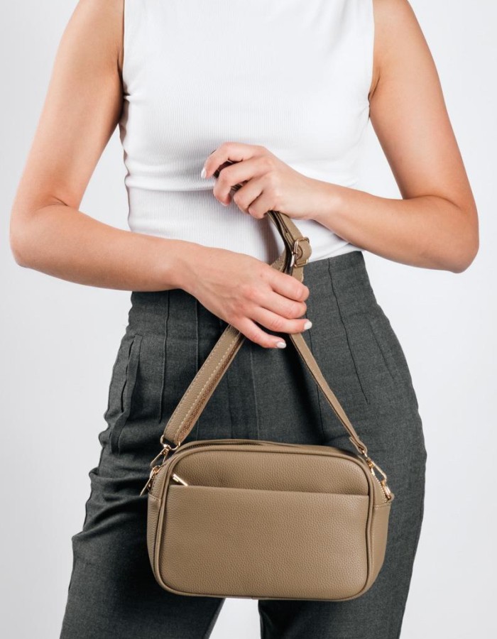 Τσάντα crossbody μικρή με εξωτερικές θήκες  ΠΟΥΡΟ