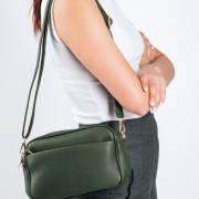 Τσάντα crossbody μικρή με εξωτερικές θήκες ΛΑΔΙ