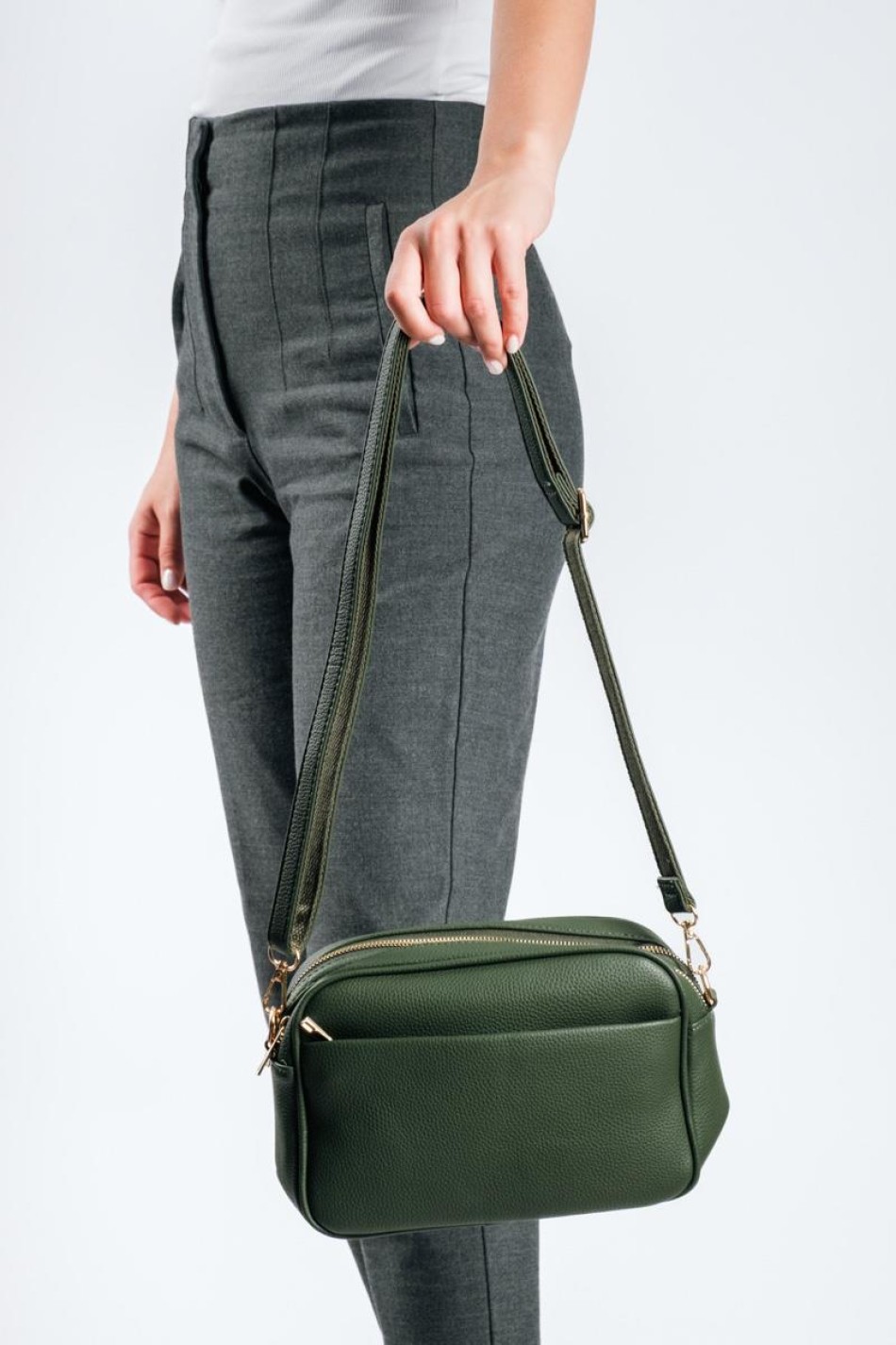 Τσάντα crossbody μικρή με εξωτερικές θήκες ΛΑΔΙ