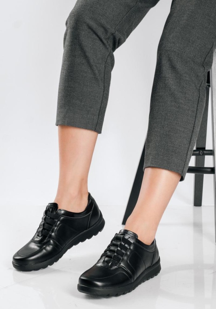 PAREX Casual sneakers με ελαστικά κορδόνια ΜΑΥΡΟ