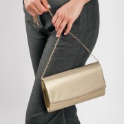 Βραδινό τσαντάκι clutch με λεπτή αλυσίδα ΧΡΥΣΟ