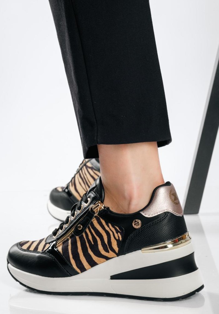 XTI animal-print sneakers πλατφόρμα με χρυσές λεπτομέρειες ZEBRA