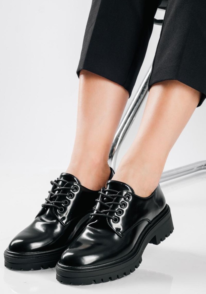 PAREX γυναικεία oxford με κορδόνια και chunky σόλα ΜΑΥΡΟ