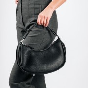 Hobo style τσάντα χειρός ώμου με επιπλέον μακρύ λουράκι ΜΑΥΡΟ
