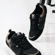 XTI chunky sneakers για κορίτσια με glitter ΜΑΥΡΟ XTI chunky sneakers για κορίτσια με glitter ΜΑΥΡΟ