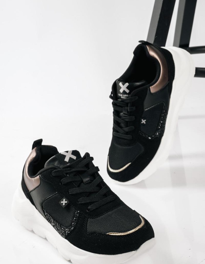 XTI chunky sneakers για κορίτσια με glitter ΜΑΥΡΟ