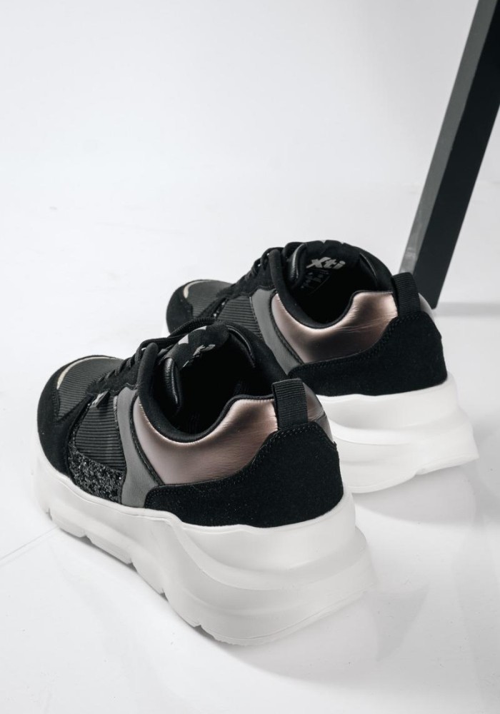 XTI chunky sneakers για κορίτσια με glitter ΜΑΥΡΟ