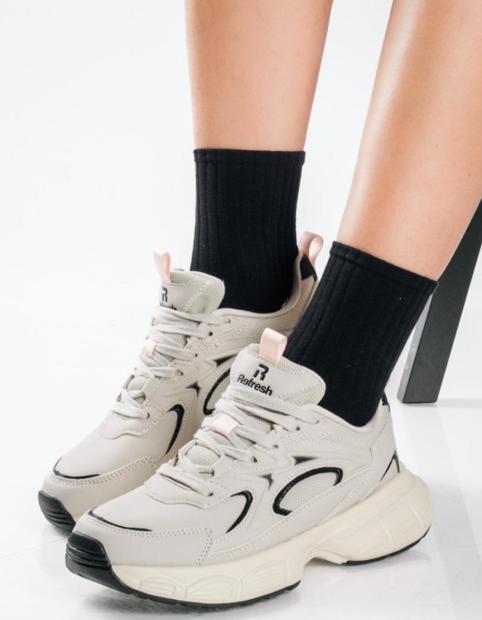 REFRESH γυναικεία sneakers με κορδόνια ΜΠΕΖ