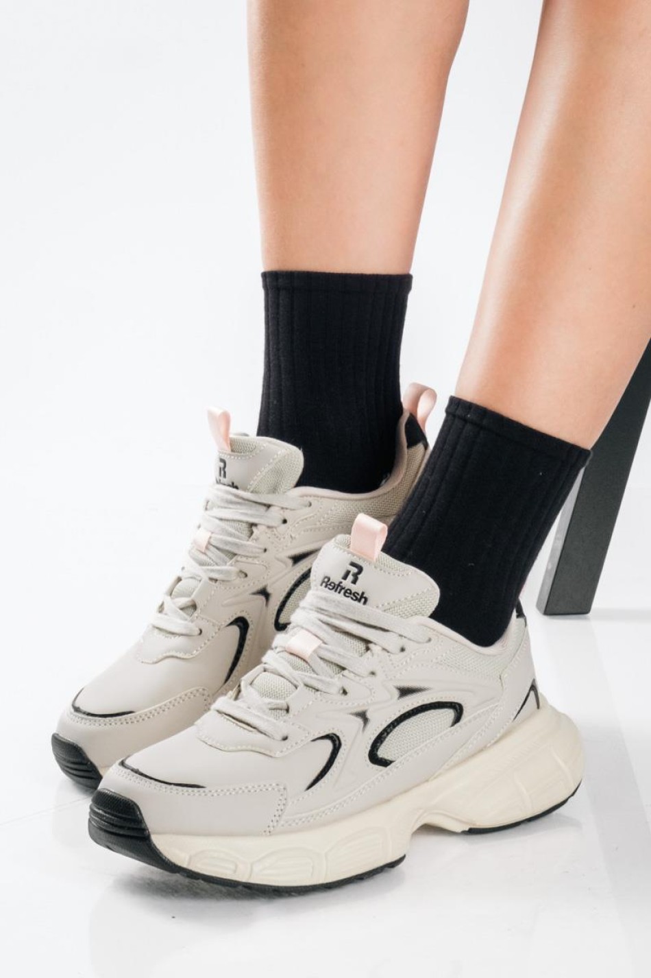 REFRESH γυναικεία sneakers με κορδόνια ΜΠΕΖ
