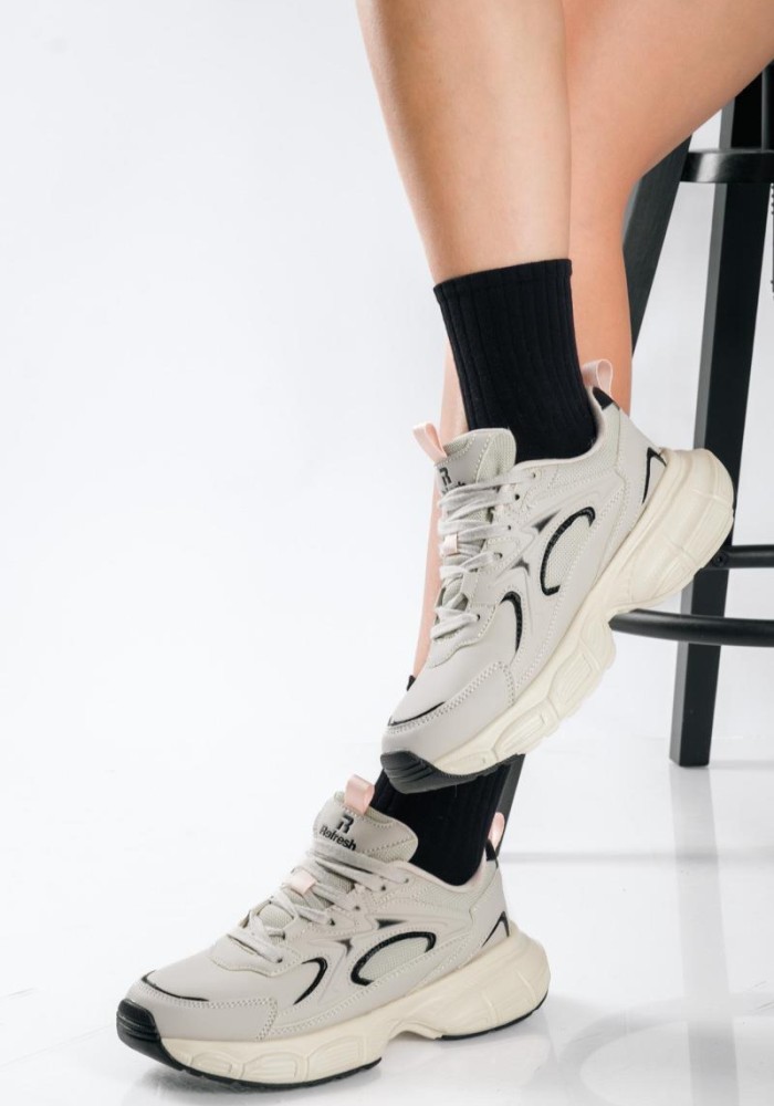 REFRESH γυναικεία sneakers με κορδόνια ΜΠΕΖ