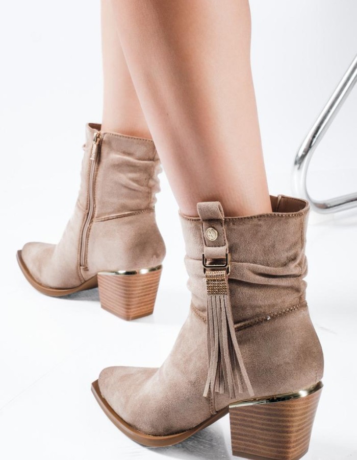 XTI suede western μποτάκια με διακοσμητικά κρόσσια ΜΠΕΖ