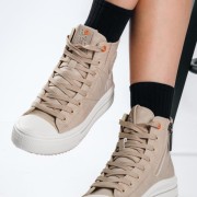 REFRESH sneakers μποτάκια με chunky σόλα και φερμουάρ ΜΠΕΖ REFRESH sneakers μποτάκια με chunky σόλα και φερμουάρ ΜΠΕΖ