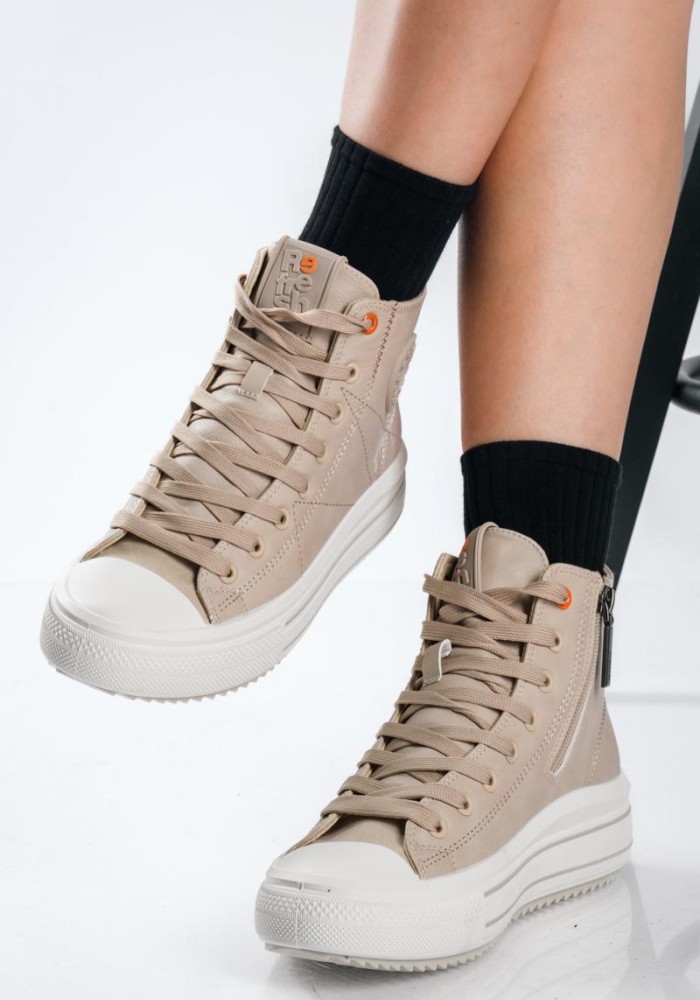 REFRESH sneakers μποτάκια με chunky σόλα και φερμουάρ ΜΠΕΖ