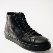 COMMANCHERO δερμάτινο ημίμποτο τύπου sneaker με κορδόνια ΜΑΥΡΟ