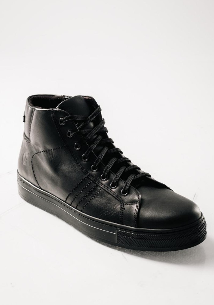 COMMANCHERO δερμάτινο ημίμποτο τύπου sneaker με κορδόνια ΜΑΥΡΟ