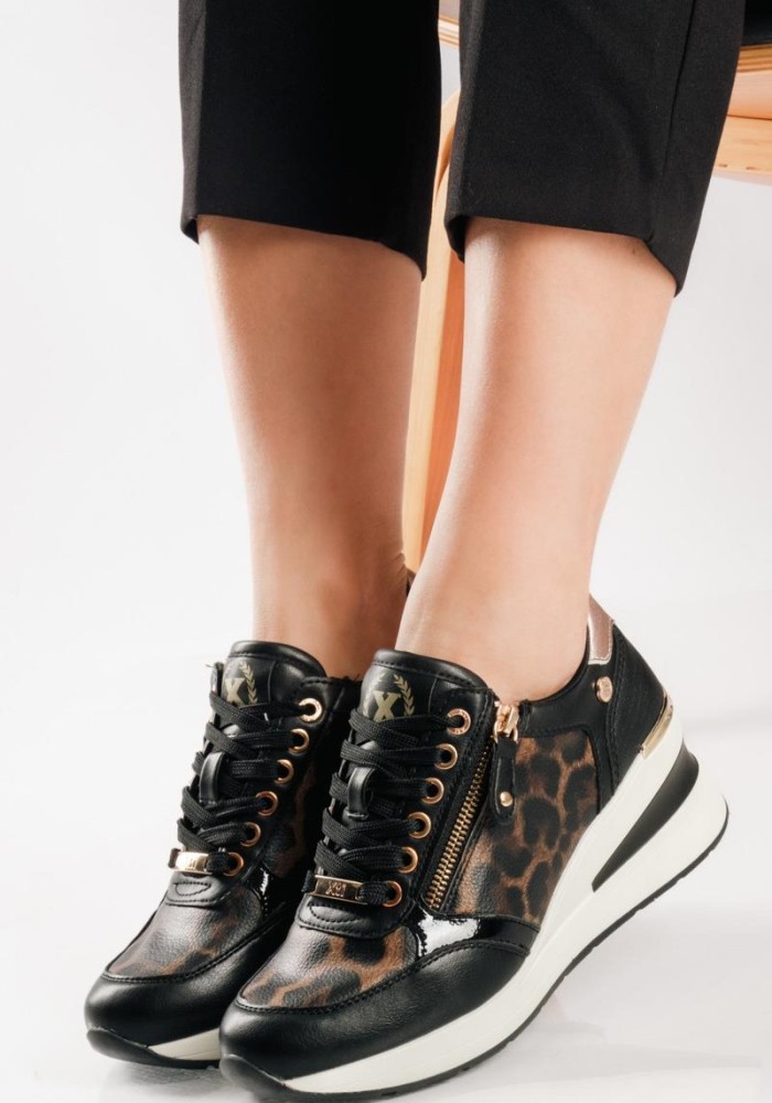XTI animal-print sneakers πλατφόρμα με χρυσές λεπτομέρειες ΛΕΟΠΑΡ